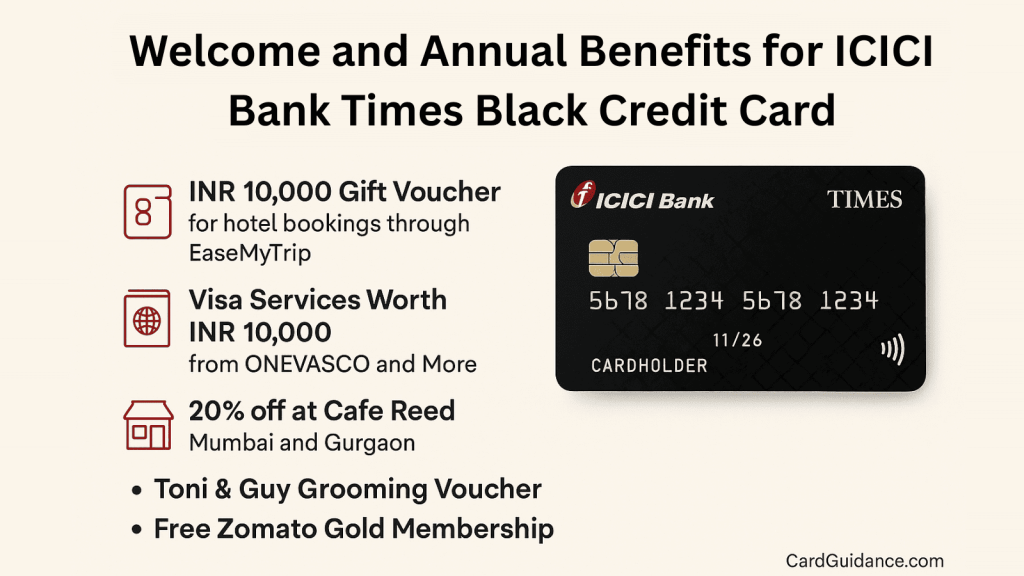 Welcome and Annual Benefits for ICICI Bank Times Black Credit Card